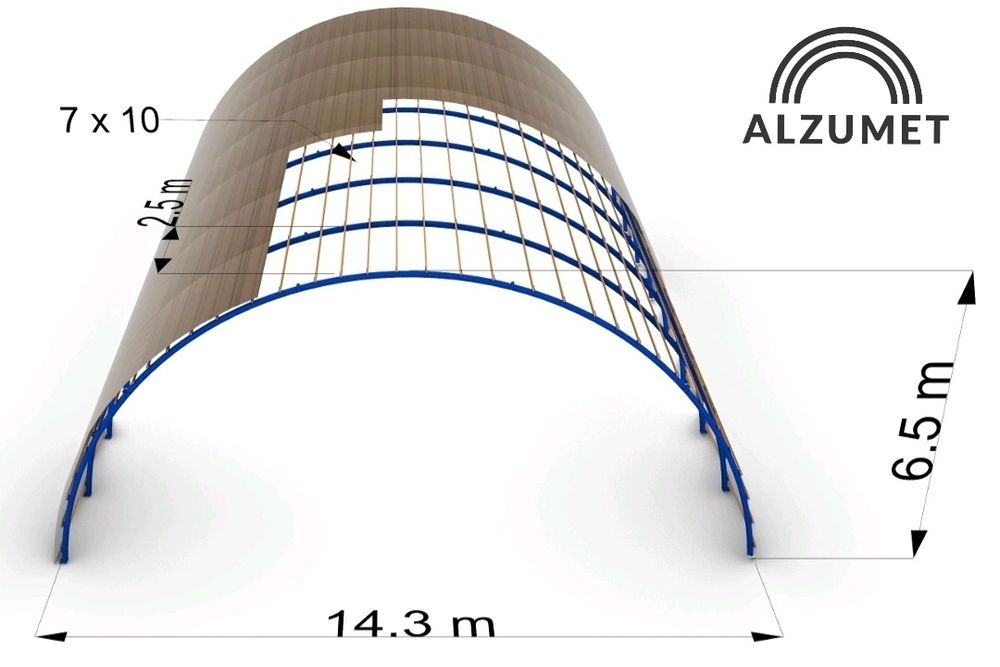 Hala łukowa 14.5 x 20m wys 6.4m ocynk wiata garaż obora magazyn kurnik