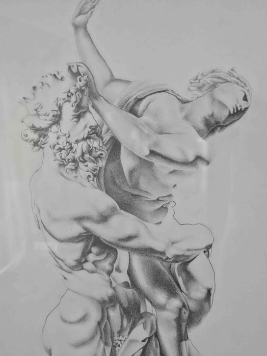 "O Rapto de Proserpina" - Desenho a carvão original, 40x50 cm