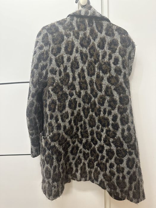 Płaszcz  prochowiec ZARA wełniany alpaka wzór zwierzęcy XS