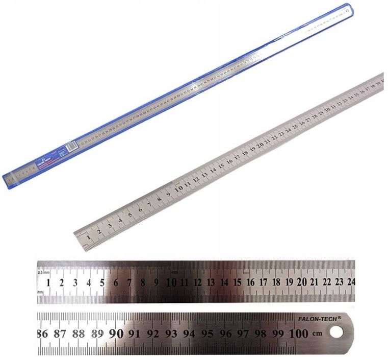 Przymiar liniowy stalowy - linijka - liniał - metrówka 1000mm 100cm 1m