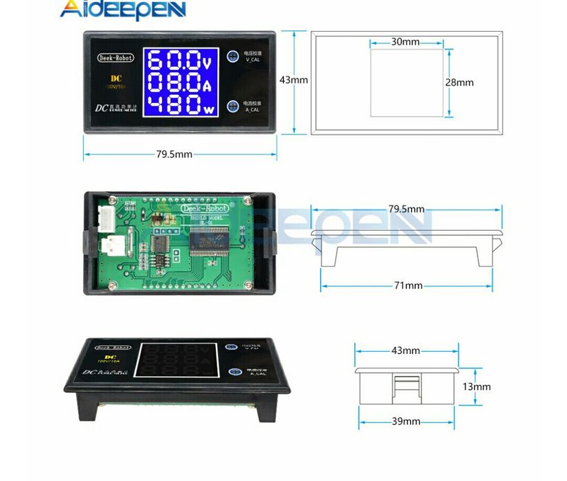 измерительный модуль. Вольтметр, Амперметр, ваттметр. мощность DC100V
