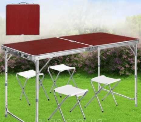 Складний розскладний туристичний стіл + 4 стільці набір для пікніка, кемпінгу, риболовлі