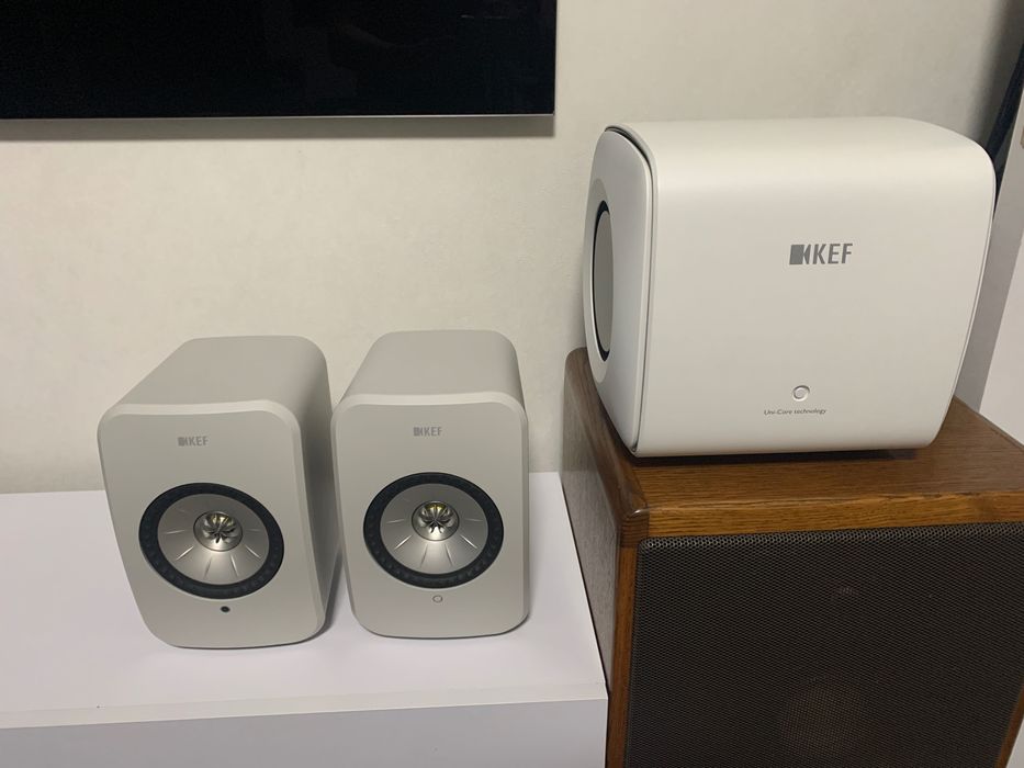 KEF LSX II LT - Stone White + KEF KC62 - White
