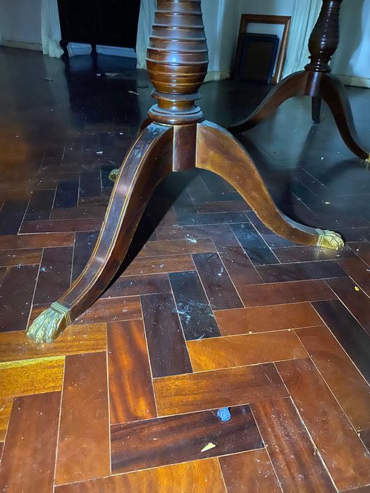 Extraordinária Grande Mesa Mogno Cuba Tampo Mármore 2,42 mt