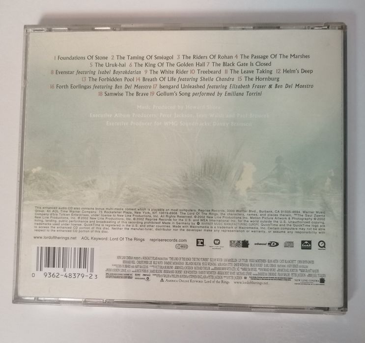 CD banda sonora The Lord of the Rings The two towers, Senhor dos Anéis