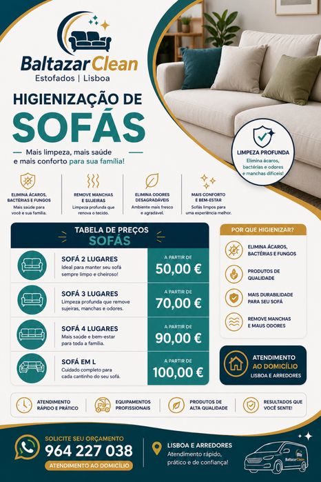 Título: Limpeza e Higienização de Sofás e Estofados – Lisboa