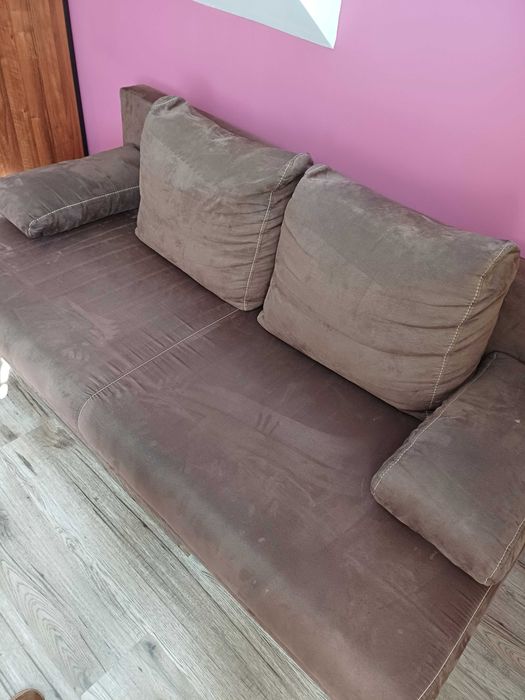 Sofa rozkladana brazowa