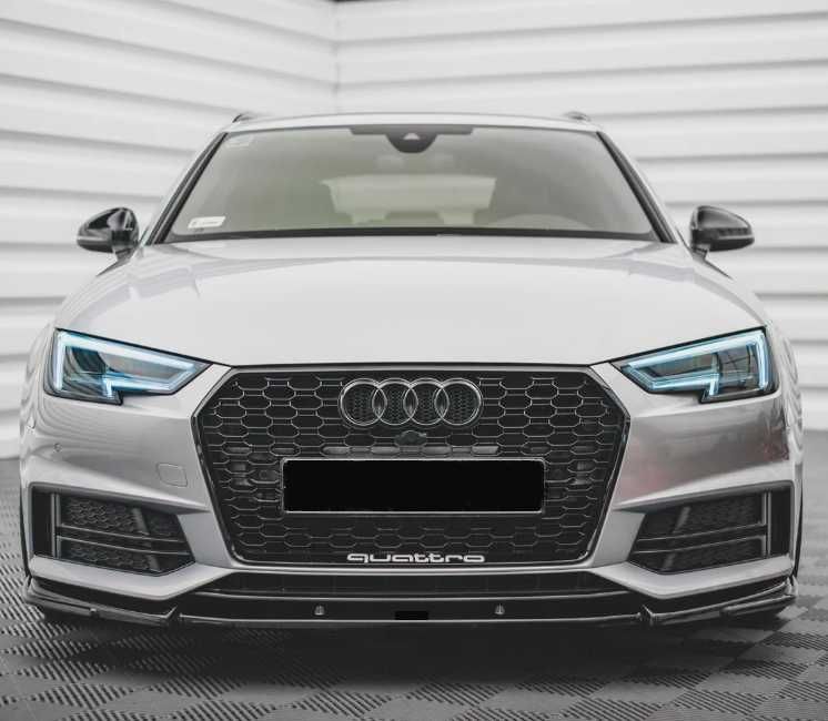 Губа AUDI A4 B9 2016-25 на S Line бампер передній сплітер Чорний Глянець а4 б9 рест дорест