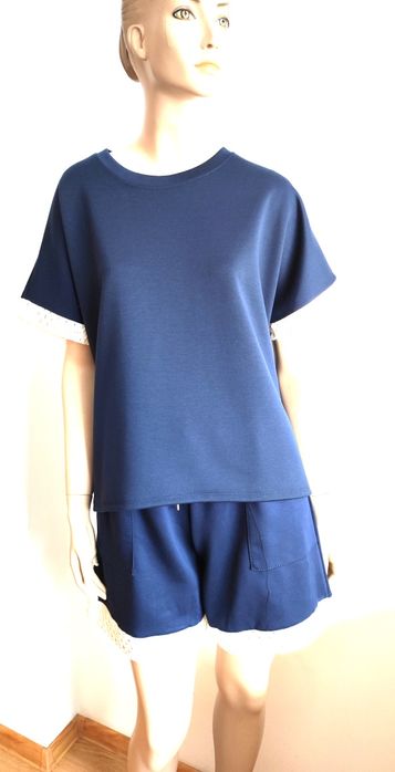 Damski krótki komplet w materiale masełko