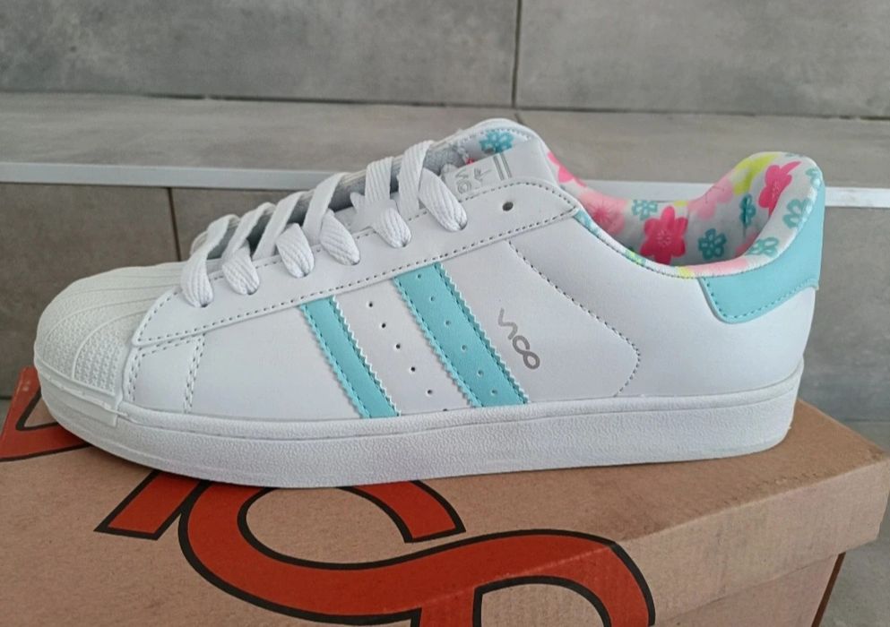 Buty sportowe białe sneakersy wiązane sznurowane adidasy 41 miętowe