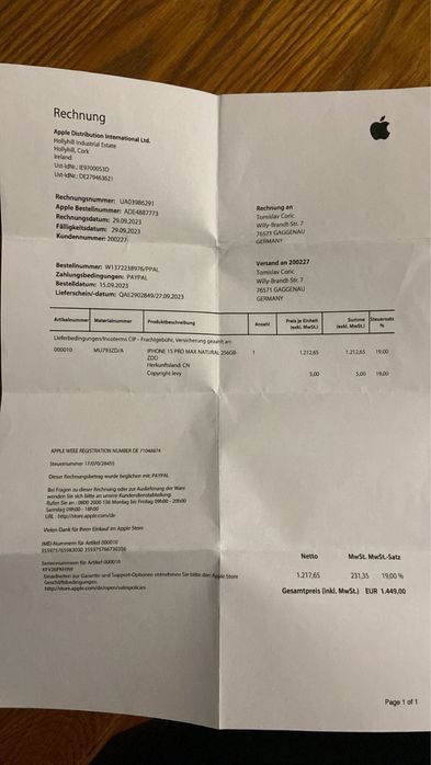 iPhone 15 Pro Max 256GB Titanium