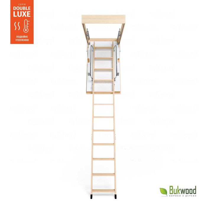 Сходи на горище 120×80 — до 340 см, теплий люк Bukwood / OMAN