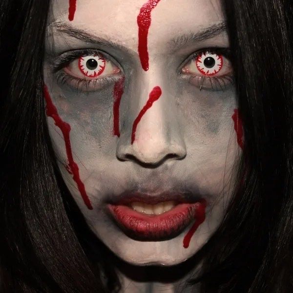 Lentes de contacto Demon White (Lentes Branco e Vermelho)