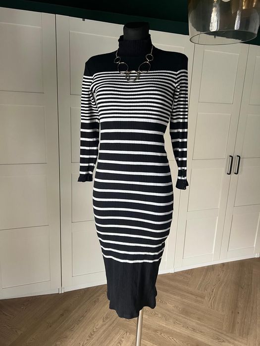 Dopasowana sukienka w paski z bawełny rozmiar 36 S marki Massimo Dutti