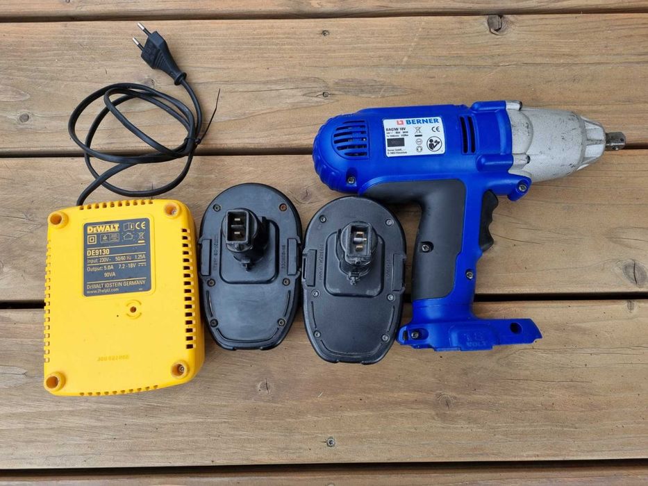 Klucz udarowy BERNER BACIW 18V DeWalt ładowarka 2x bateria