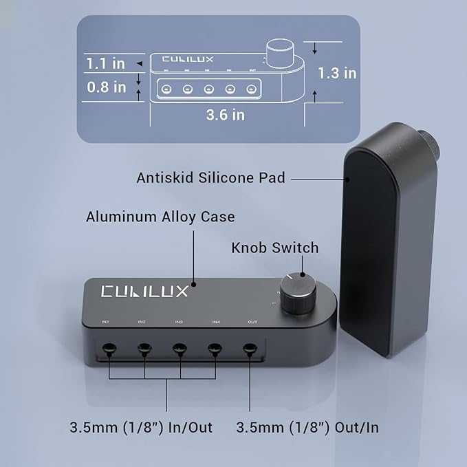 Cubilux dwukierunkowy przełącznik audio 3,5 mm