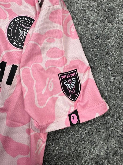 Футболка Adidas Bape x Inter Miami бейп рожева і сіра усі розміри