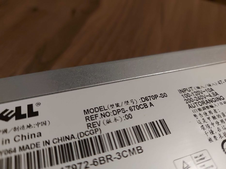 Zasilacz serwera D670P-S0 670W DELL