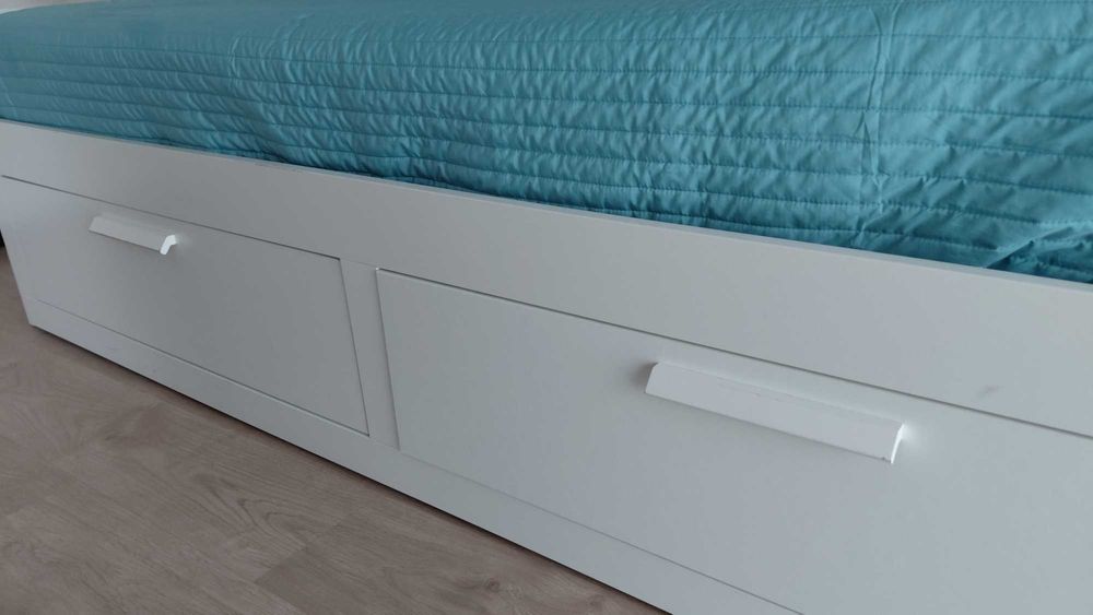 BRIMNES Cama indiv/dupla c/2 gav, branco, 80x200 cm