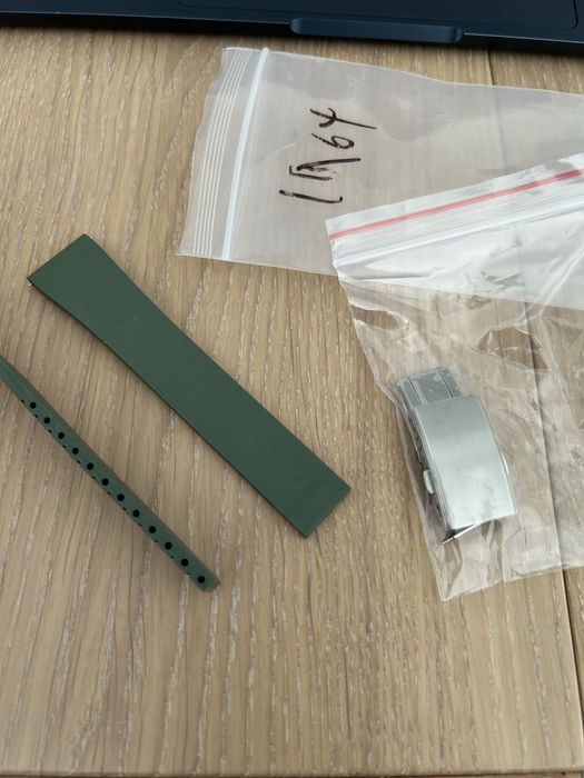 Pasek do zegarka gumowy 20 mm nowy ziekony, oliwkowy