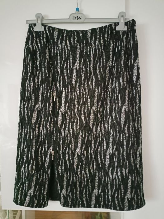 Spódnica ołówkowa gnieciona czarna srebrna