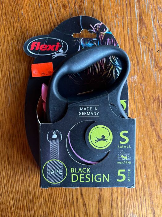 Smycz Flexi Black Design S taśma 5m 15kg różowa nowa
