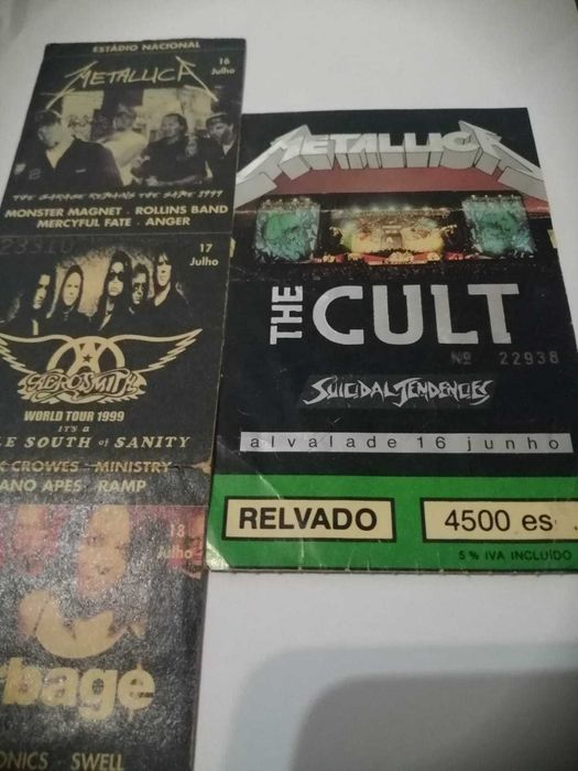 bilhetes de bandas colecionadores