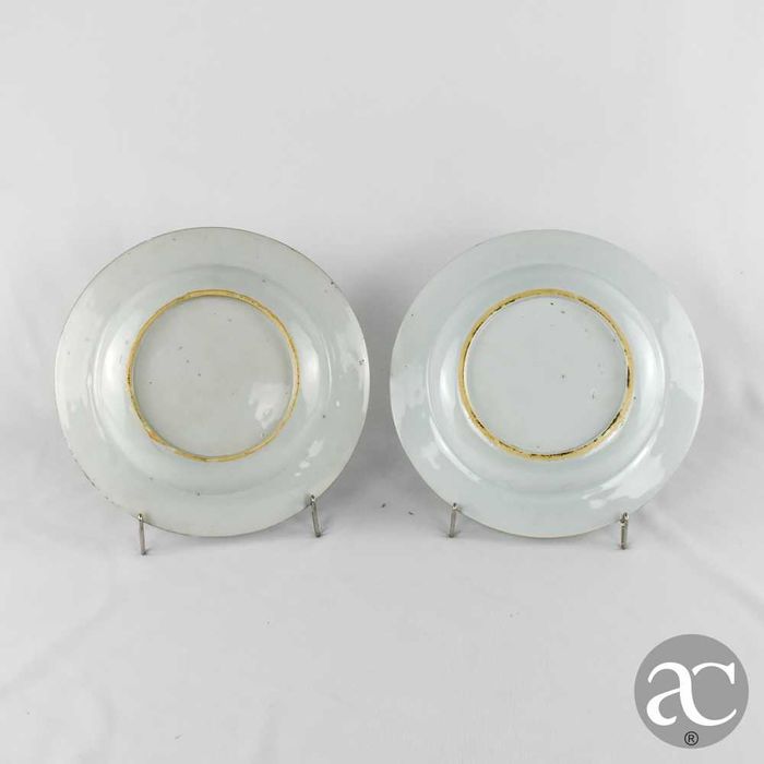 Par  Pratos China decoração bianco sopra bianco, Qianlong séc XVIII n2