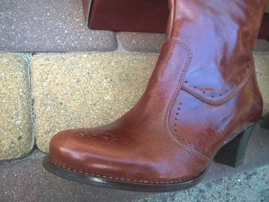 NOWE Buty-Kozaki KOWBOJKI Damskie36 Skóra100% BRĄZ-połysk I-Klasa Gw6m