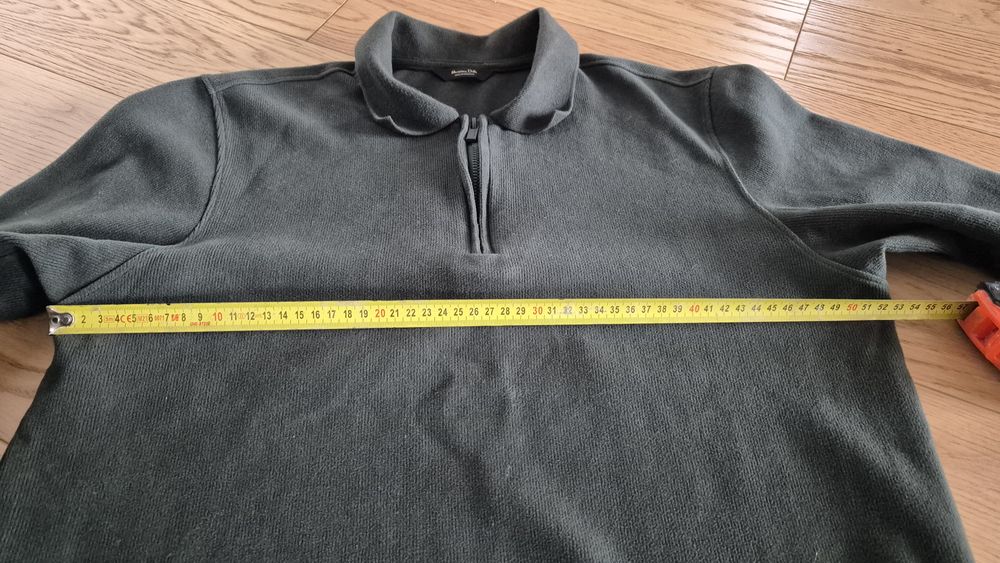 Ciemnozielony męski sweter z zamkiem i kołnierzykiem Massimo Dutti M