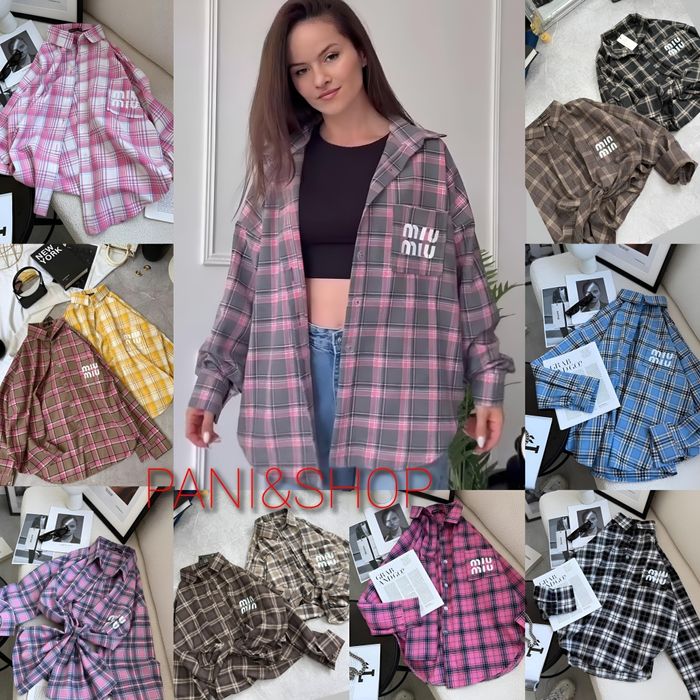 ‼️Сорочка в клітинку MIU MIU фланель, 100% котон. Розмір 42-50