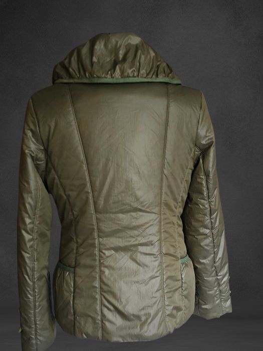 Włoska kurtka unikat Vintage ocieplana taliowana M-L premium khaki