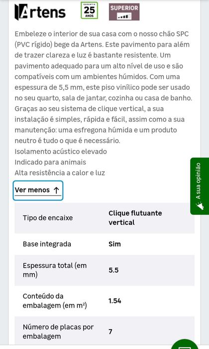 Pavimento vinílico Artens Extreme - SPC Resistente à Água - Cor: Zaragoza