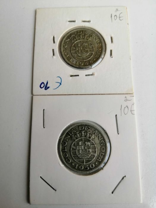 Moedas de Angola 20, e 50 centavos 1948/1949 e 1962