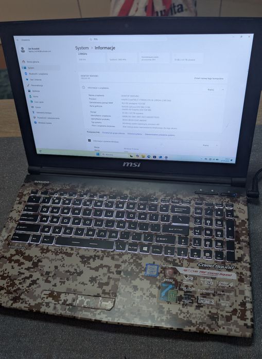 Używany laptop MSI GE62VR 7RF moro