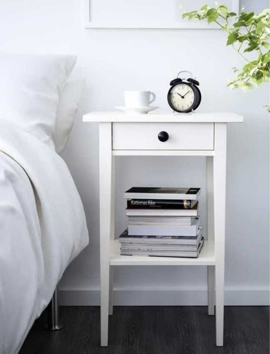 IKEA HEMNES Mesa de Cabeceira Cinza claro – Bom Estado