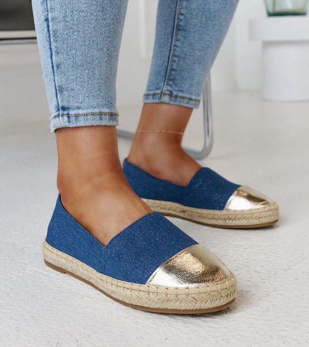 Niebiesko-złote błyszczące espadryle Surana