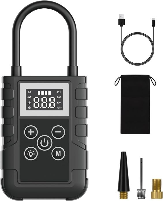 mini compressor de ar portátil 150 PSI, insuflador elétrico 12 V  USB