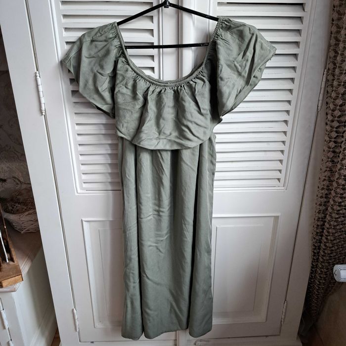 S M małe L piękna sukienka boho etno khaki luźna