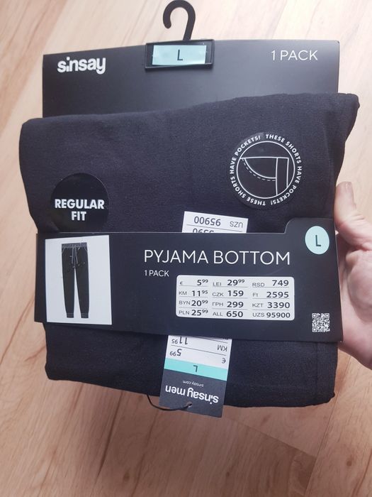 Nowe bawełniane spodnie od piżamy męskie marki Sinsay rozmiar L