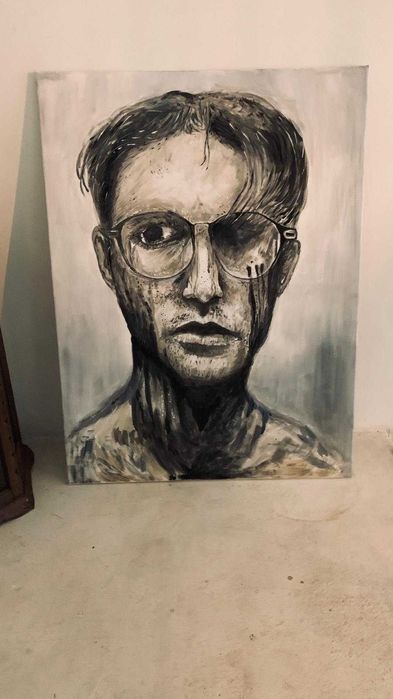 Obraz Portret 60cm x 80cm Mężczyzna w Okularach Akryl