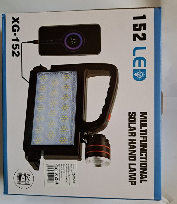 Ручний ліхтар LED XG-152COB (сонячна панель, USB-зарядка)