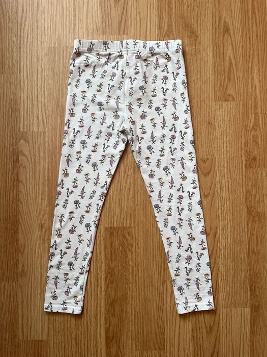 Legginsy dla dziewczynki białe w kwiatki, rozmiar 122, Sinsay