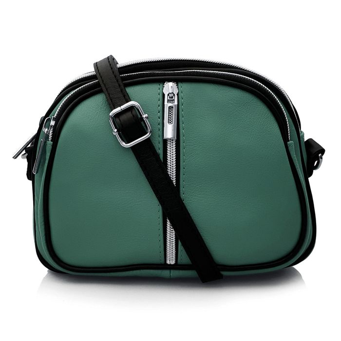 VERA PELLE torebka damska skórzana listonoszka 3 komorowa V463 morska