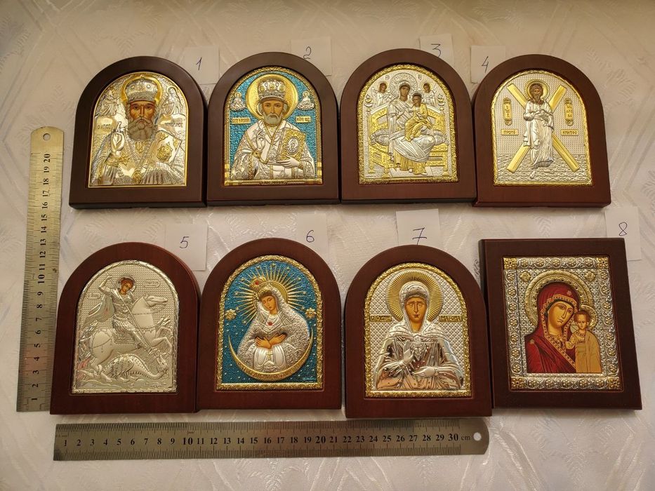 Икона греческая серебро+дерево