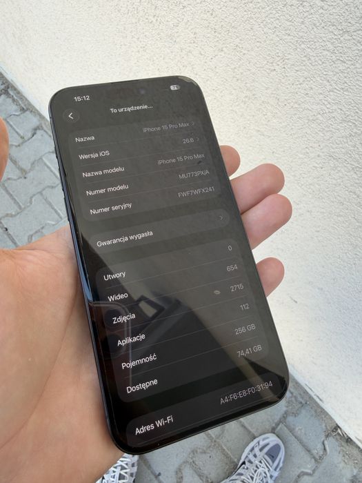 Iphone 15 Pro Max 256GB Czarny Tytan