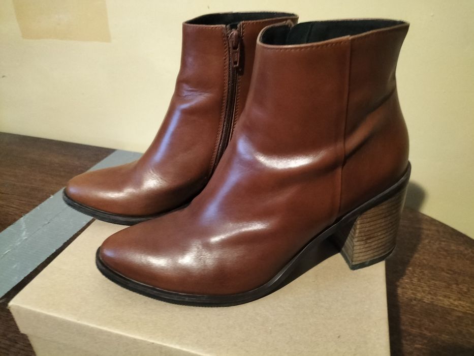 Buty botki skórzane damskie 39 Ryłko brązowe