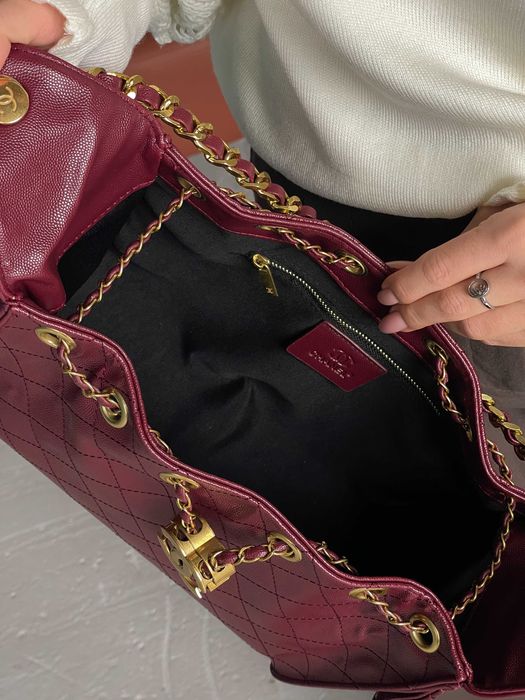 Женская сумка Chanel 25 Small Handbag на плече черный бордовый
