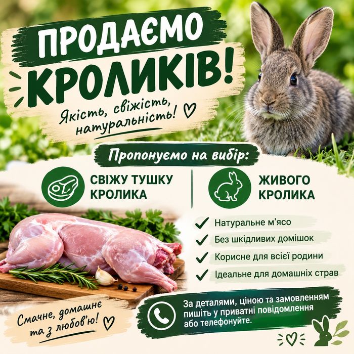 Кролики тушкою або живі