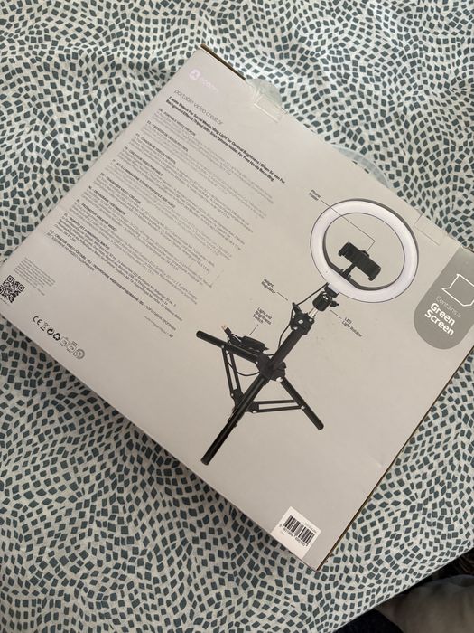 Kit tripé e ring light com pano verde